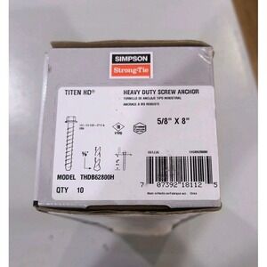 Simpson Strong-Tie THD62800H 5/8" x 8" Titen HD Heavy Duty Screw Anchors 10/pk